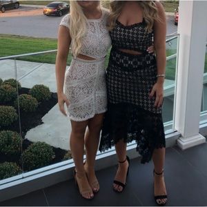 Alice + Olivia Black Embroidered Cut out Dress